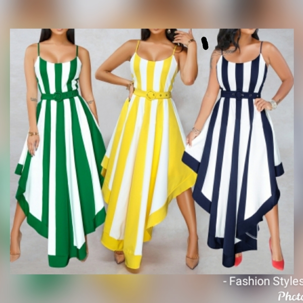 Yellow Fan stripe dress